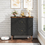 Lateral File Cabinet, 2 Drawer Filing Cabinet, Black Wood Storage Cabinet