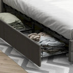 Cadre de lit Queen size 60,6 avec tiroirs, éclairage LED et station de recharge USB