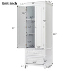 White Tall Storage Cabinet with Two Drawers