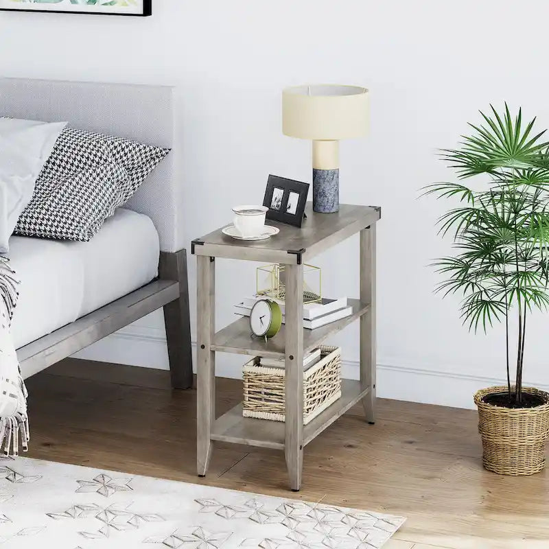 Farmhouse End Table 3 Tier Rustic Side Table