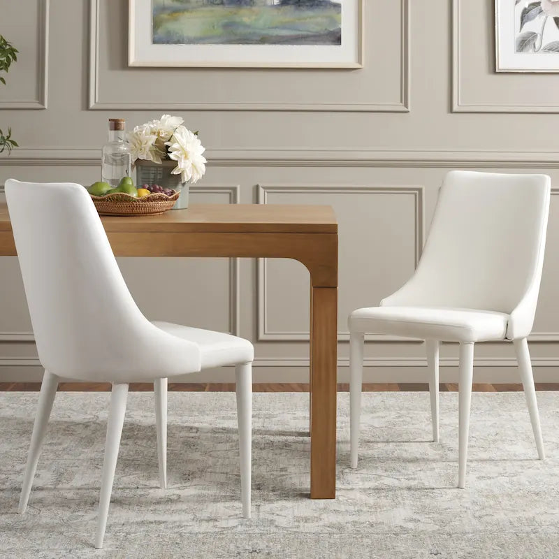 SAFAVIEH Socorro Chaise de salle à manger blanche de style moderne du milieu du siècle (lot de 2) - 23,6 x 19,6 x 35,5 - 24Lx20Px36H