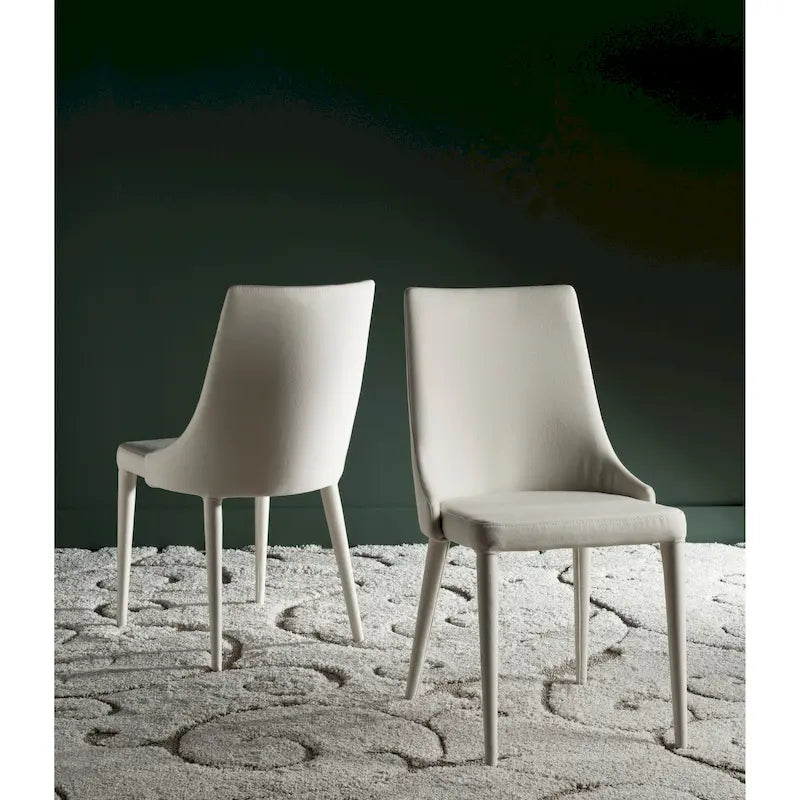 SAFAVIEH Socorro Chaise de salle à manger blanche de style moderne du milieu du siècle (lot de 2) - 23,6 x 19,6 x 35,5 - 24Lx20Px36H