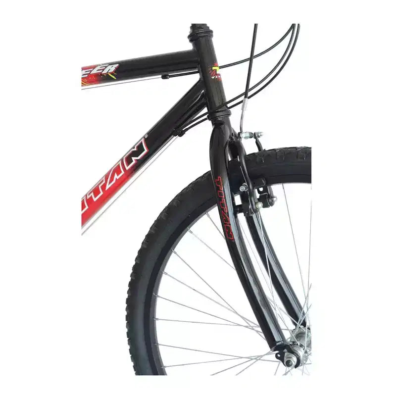 Titan Bikes Pioneer 18-Speed Men's Mountain Bike, Red