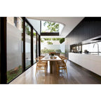 Red Modern Wood Elbow Chair Open Y Back Contemporary For Kitchen Dining Room With Woven Seat