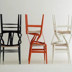 Red Modern Wood Elbow Chair Open Y Back Contemporary For Kitchen Dining Room With Woven Seat