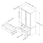 White Armoire Bedroom Clothes Storage Wardrobe Cabinet with 2 Drawers - 71.25 H x 35.5 W x 19.5 D