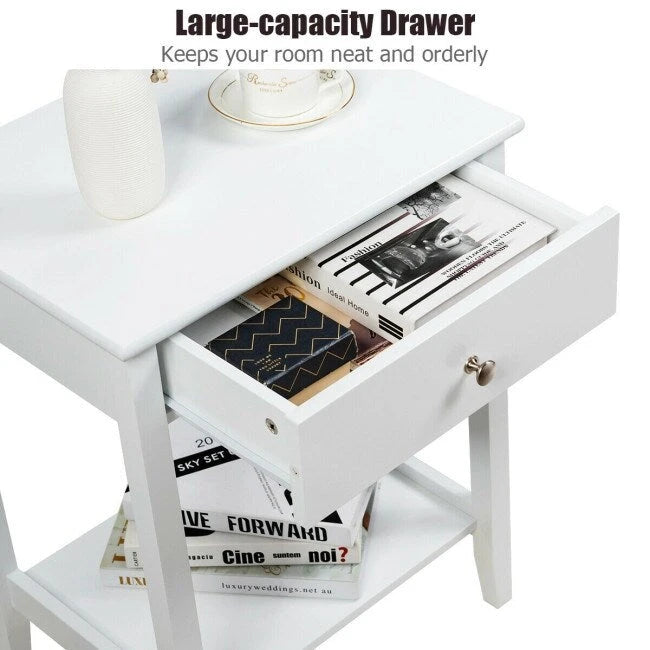 Table de chevet en bois avec rangement