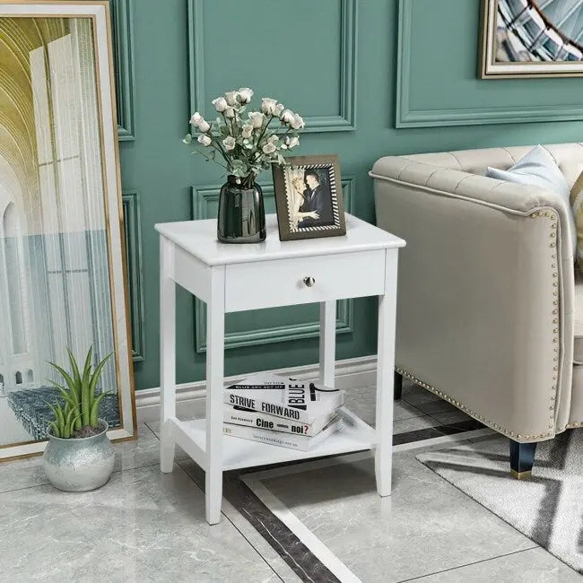 Table de chevet en bois avec rangement