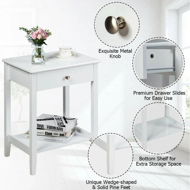 Table de chevet en bois avec rangement