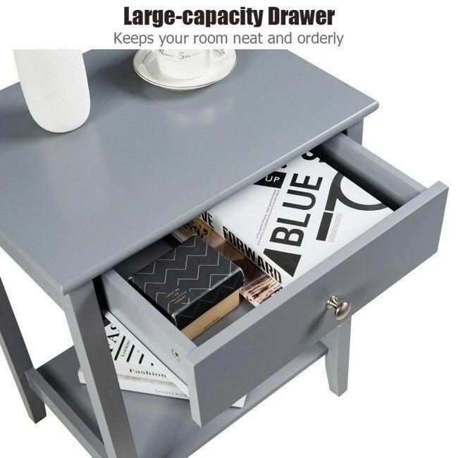 Table de chevet en bois avec rangement