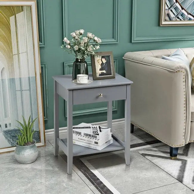 Table de chevet en bois avec rangement