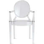 Fauteuil en plastique transparent empilable avec accoudoirs, chaise d'appoint, de salle à manger, de designer, moderne, de bureau, de travail.
