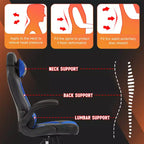FDW Fauteuil de bureau de jeu Chaise de bureau avec support lombaire Accoudoirs relevables Appuie-tête