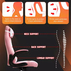 FDW Fauteuil de bureau de jeu Chaise de bureau avec support lombaire Accoudoirs relevables Appuie-tête