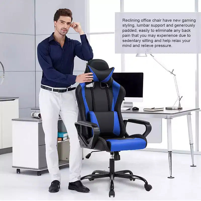 FDW Chaise de Bureau Chaise Gaming Chaise de Bureau Fauteuil de Direction avec Support Lombaire Tabouret Réglable Chaise d'Ordinateur Pivotante à Roulettes