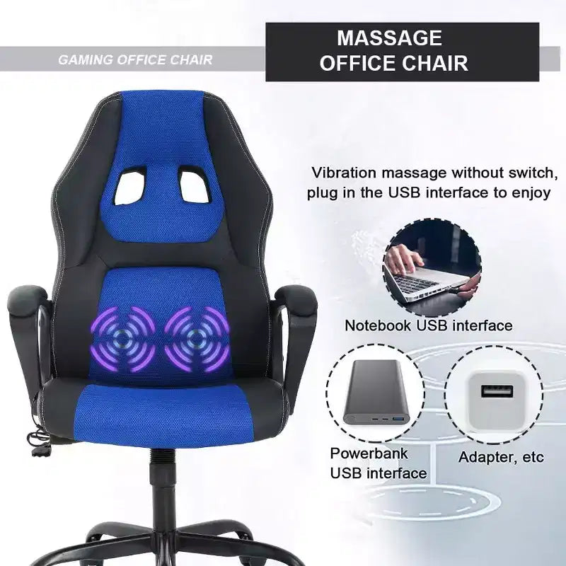 FDW Racing Gaming Chair Home Office Chair Ergonomic Desk Chair Massage PU Leather Computer Chair with Lumbar Support Headrest Armrest