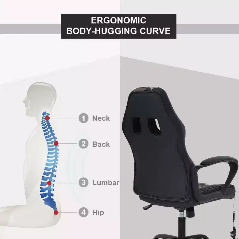 FDW Racing Gaming Chair Home Office Chair Ergonomic Desk Chair Massage PU Leather Computer Chair with Lumbar Support Headrest Armrest