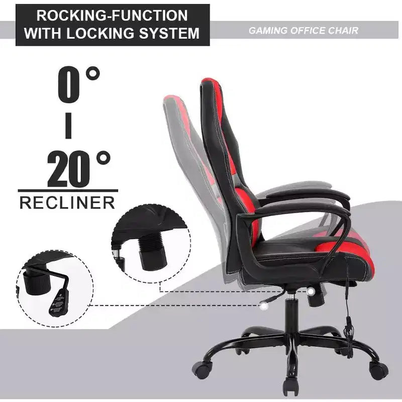 FDW Racing Gaming Chair Home Office Chair Ergonomic Desk Chair Massage PU Leather Computer Chair with Lumbar Support Headrest Armrest
