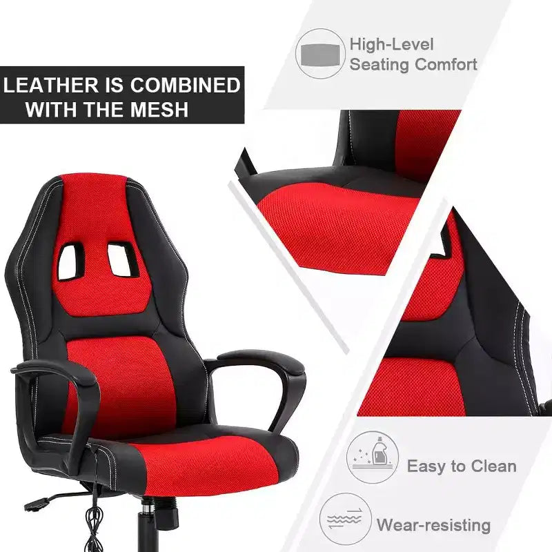 FDW Racing Gaming Chair Home Office Chair Ergonomic Desk Chair Massage PU Leather Computer Chair with Lumbar Support Headrest Armrest