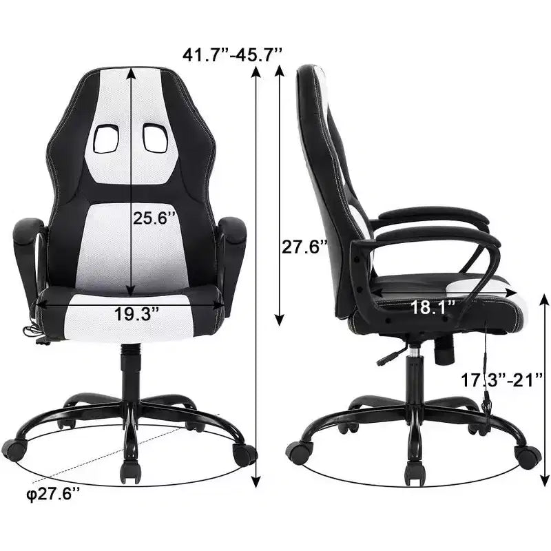 FDW Racing Gaming Chair Home Office Chair Ergonomic Desk Chair Massage PU Leather Computer Chair with Lumbar Support Headrest Armrest