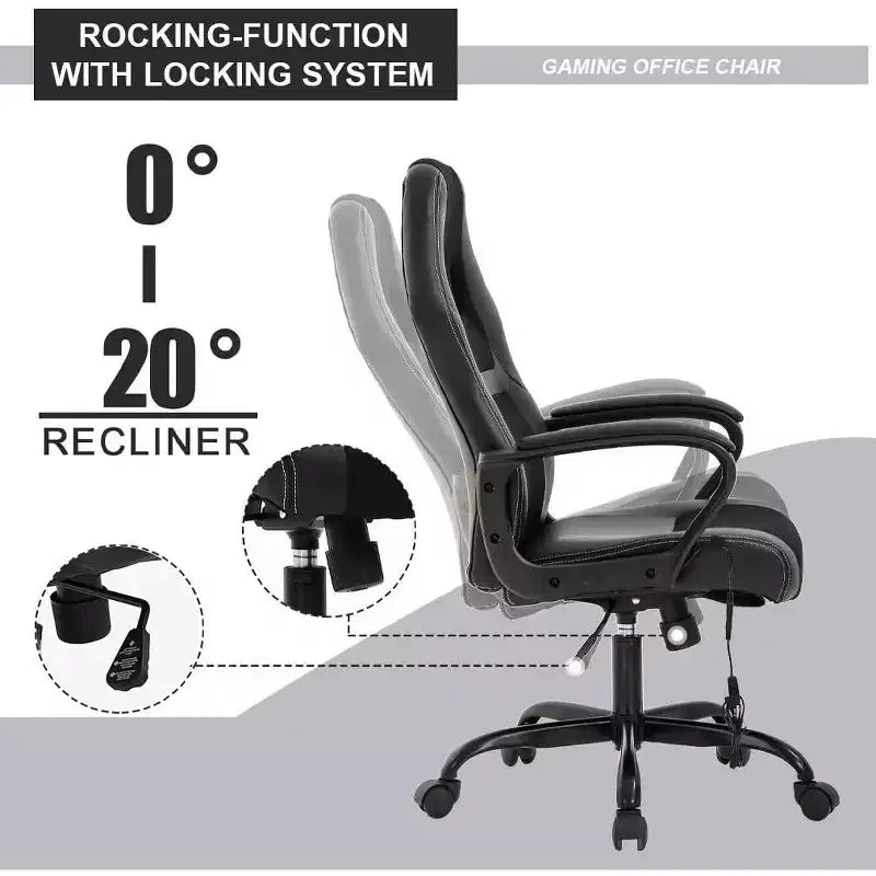 FDW Racing Gaming Chair Home Office Chair Ergonomic Desk Chair Massage PU Leather Computer Chair with Lumbar Support Headrest Armrest
