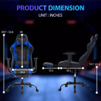 FDW Chaise de jeu de course, Chaises de jeu vidéo avec bureau d'ordinateur, Support lombaire et appui-tête en cuir PU, Siège pivotant à 360°