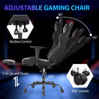 FDW Chaise de jeu de course, Chaises de jeu vidéo avec bureau d'ordinateur, Support lombaire et appui-tête en cuir PU, Siège pivotant à 360°