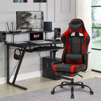FDW Chaise de jeu de course, Chaises de jeu vidéo avec bureau d'ordinateur, Support lombaire et appui-tête en cuir PU, Siège pivotant à 360°