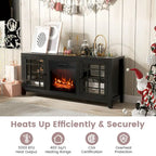 58 Inch Fireplace TV Stand with 3-Position Adjustable Shelves and 2 Cabinets with Doors