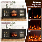 58 Inch Fireplace TV Stand with 3-Position Adjustable Shelves and 2 Cabinets with Doors