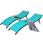 Gymax Lot de 2 chaises longues pliantes en osier – 81 x 23,5 x 20