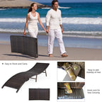 Gymax Lot de 2 chaises longues pliantes en osier – 81 x 23,5 x 20