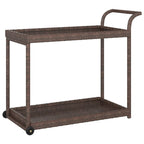 vidaXL Outdoor Bar Cart 2-Tier Serving Cart Rolling Utility Cart PE Rattan - 39.4 x 17.7 x 32.7