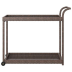 vidaXL Outdoor Bar Cart 2-Tier Serving Cart Rolling Utility Cart PE Rattan - 39.4 x 17.7 x 32.7