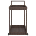 vidaXL Outdoor Bar Cart 2-Tier Serving Cart Rolling Utility Cart PE Rattan - 39.4 x 17.7 x 32.7