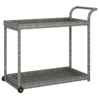 vidaXL Outdoor Bar Cart 2-Tier Serving Cart Rolling Utility Cart PE Rattan - 39.4 x 17.7 x 32.7