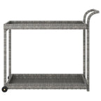 vidaXL Outdoor Bar Cart 2-Tier Serving Cart Rolling Utility Cart PE Rattan - 39.4 x 17.7 x 32.7
