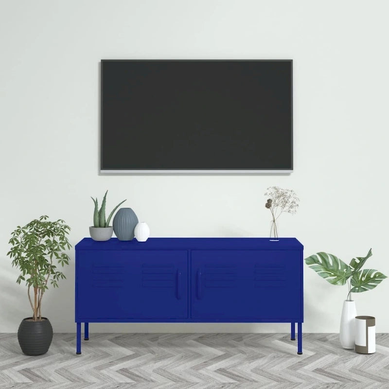 vidaXL TV Stand TV Unit Sideboard Home TV Console Media Unit Cupboard Steel - 41.3 x 13.8 x 19.7