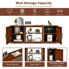 58 Inches TV Stand with 2 Storage Cabinets and 3-Position Adjustable Shelves