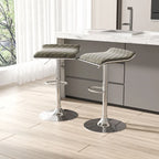 VECELO Barstools Adjustable Height Faux Leather Backless Modern Swivel Bar Stools, Bar Stools Set of 4