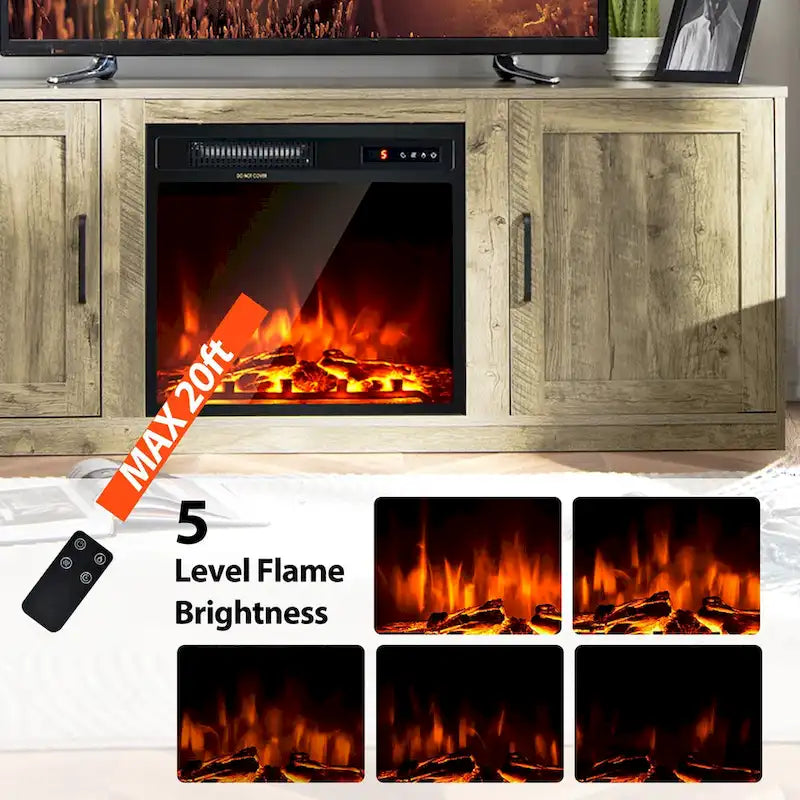 Costway 58 Fireplace TV Stand Entertainment Console W/ 18 Electric