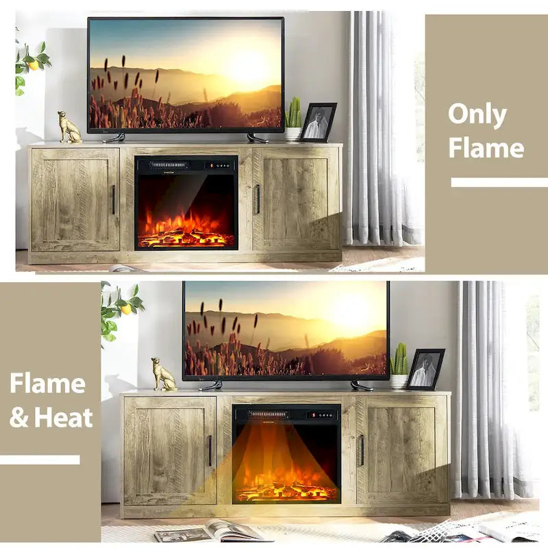 Costway 58 Fireplace TV Stand Entertainment Console W/ 18 Electric