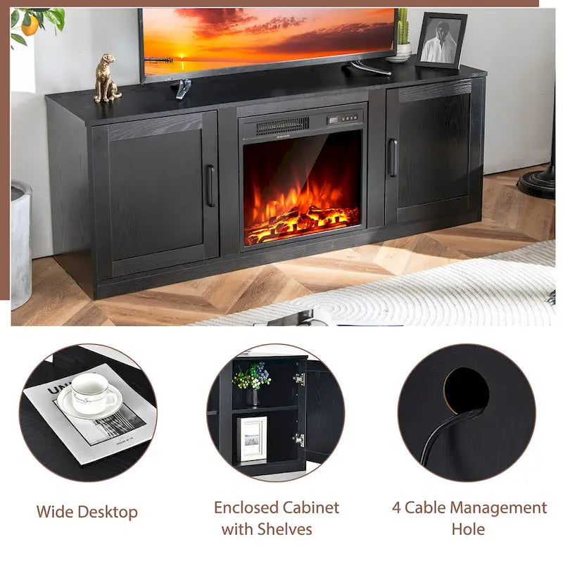 Costway 58 Fireplace TV Stand Entertainment Console W/ 18 Electric