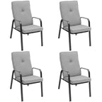 4 Patio Dining Stackable Chairs Set with High-Back Cushions - 29 x 22 x 35.5 (L x W x H)
