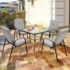 Lot de 4 chaises de salle à manger empilables de jardin avec coussins à dossier haut - 29 x 22 x 35,5 (L x l x H)