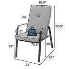 Lot de 4 chaises de salle à manger empilables de jardin avec coussins à dossier haut - 29 x 22 x 35,5 (L x l x H)