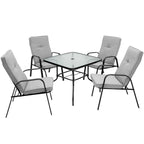 Lot de 4 chaises de salle à manger empilables de jardin avec coussins à dossier haut - 29 x 22 x 35,5 (L x l x H)