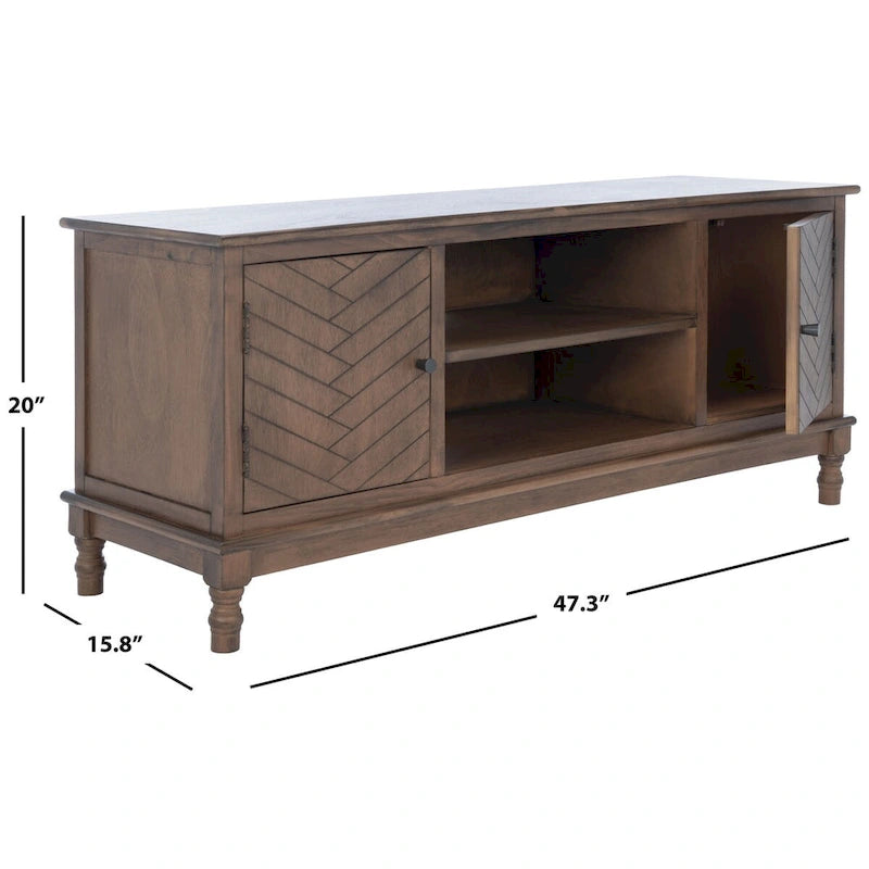SAFAVIEH Echo 2-Door 2-Shelf Storage TV Media Stand - 47.3 W x 15.8 L x 20 H - 47Wx16Dx20H
