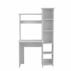 Writing Desk with 6-Shelf Bookcase, Laptop Table, Built-in Cabinet