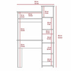 Writing Desk with 6-Shelf Bookcase, Laptop Table, Built-in Cabinet